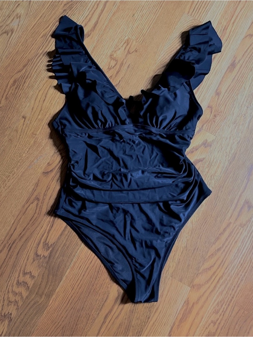Cupshe Black Ruffle Strap One-Piece Swimsuit